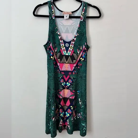 Mara Hoffman Maristar Green Geometric Midi Dress Size Medium - Picture 2 of 6